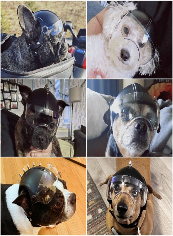 Namsan Dog Helmets for Small Dogs, Dog Helmet with Clear Lens Goggles, Doggie Helmets Hat with Ear Holes, Bike Doggie Helmet for Small to Medium Dogs, Adjustable, Black - Image 2